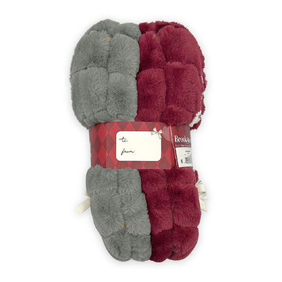 Brookstone Women's Soft and Cozy Slipper Socks with Anti-Slip Grip Burgandy/Grey - Picture 4 of 4